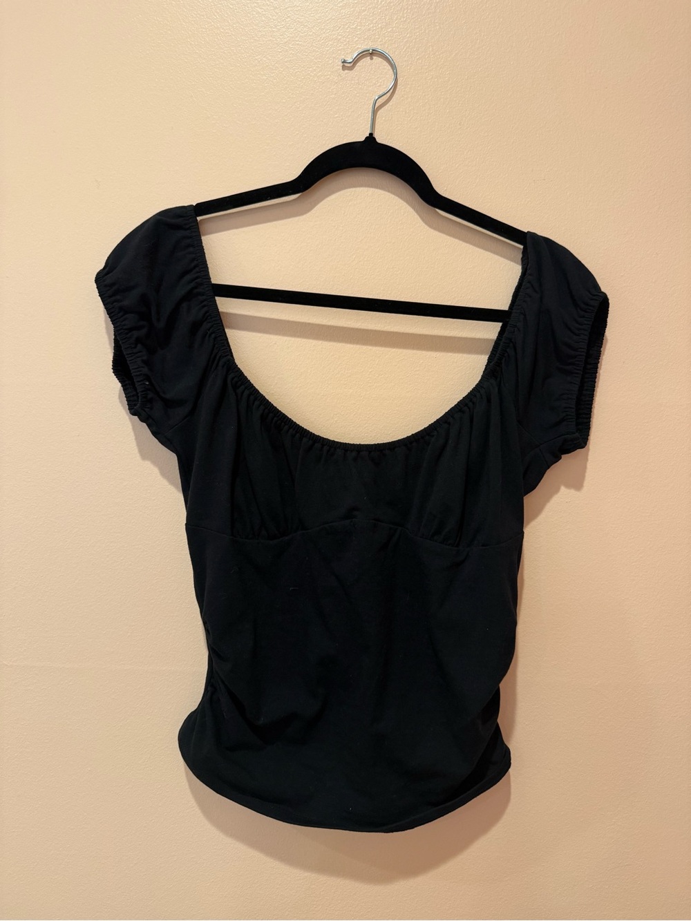 wild fable Black Scoop-Neck Short Sleeve Top